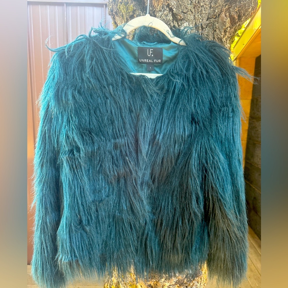 Unreal Fur Teal Faux Fur Delish Jacket